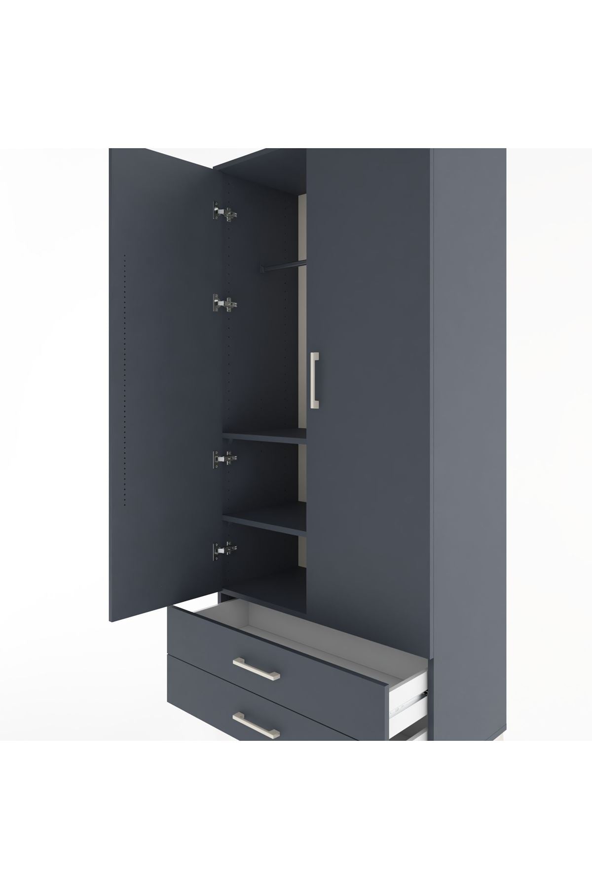 Hyperion Dolap 3 Raflı 2 Çekmeceli Tek Askılı 88x44x195 - S60M085V5B