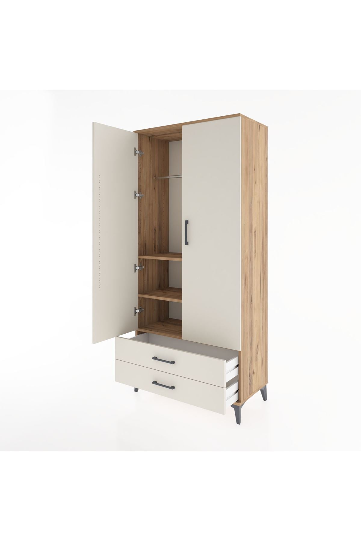 Hyperion Dolap 3 Raflı 2 Çekmeceli Tek Askılı 88x44x195 - S60M085V7B