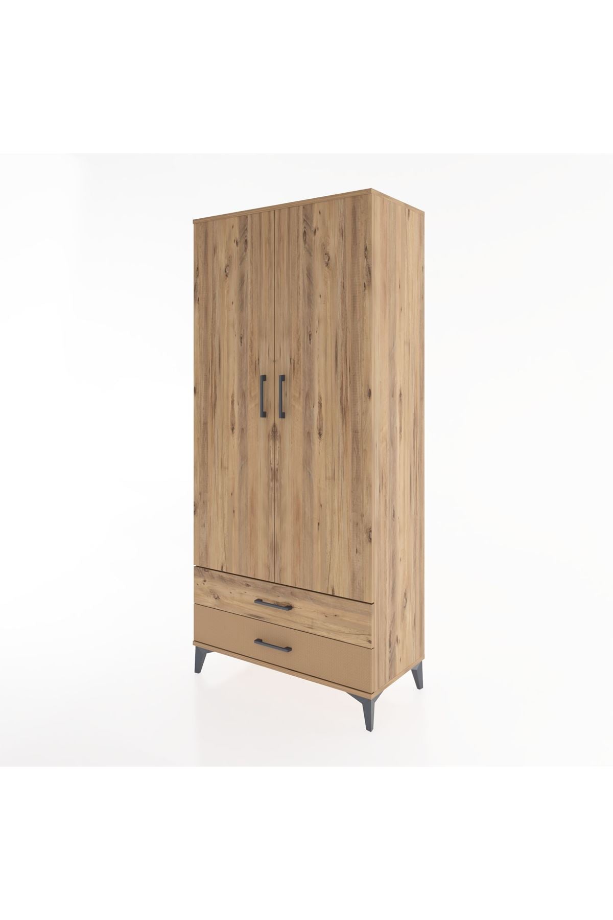 Hyperion Dolap 3 Raflı 2 Çekmeceli Tek Askılı 88x44x195 - S60M085V9B