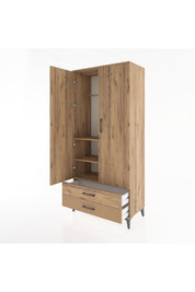 Hyperion Dolap 3 Raflı 2 Çekmeceli Tek Askılı 88x44x195 - S60M085V9B