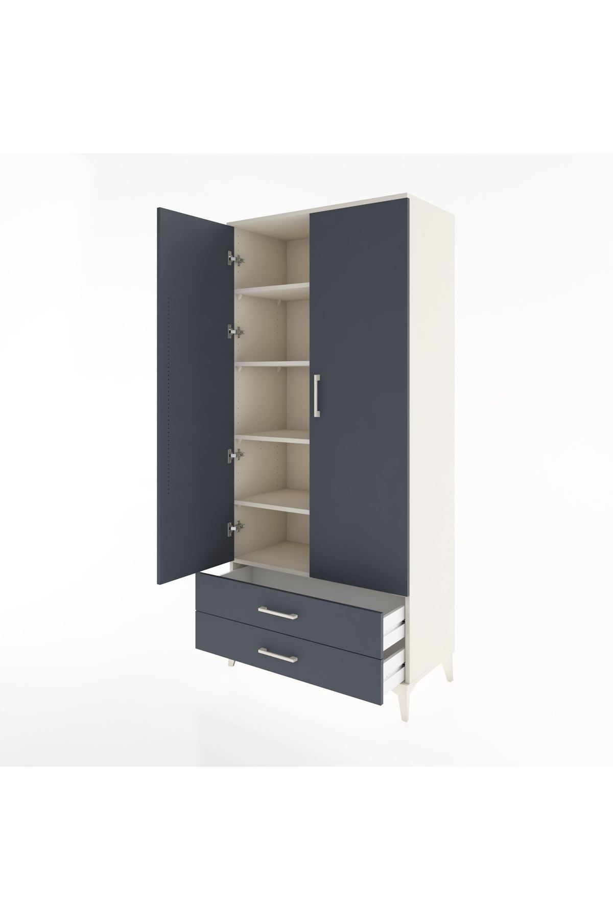 Hyperion Dolap 5 Raflı 2 Çekmeceli 2 Kapaklı 88x44x195 - S60M086V2B