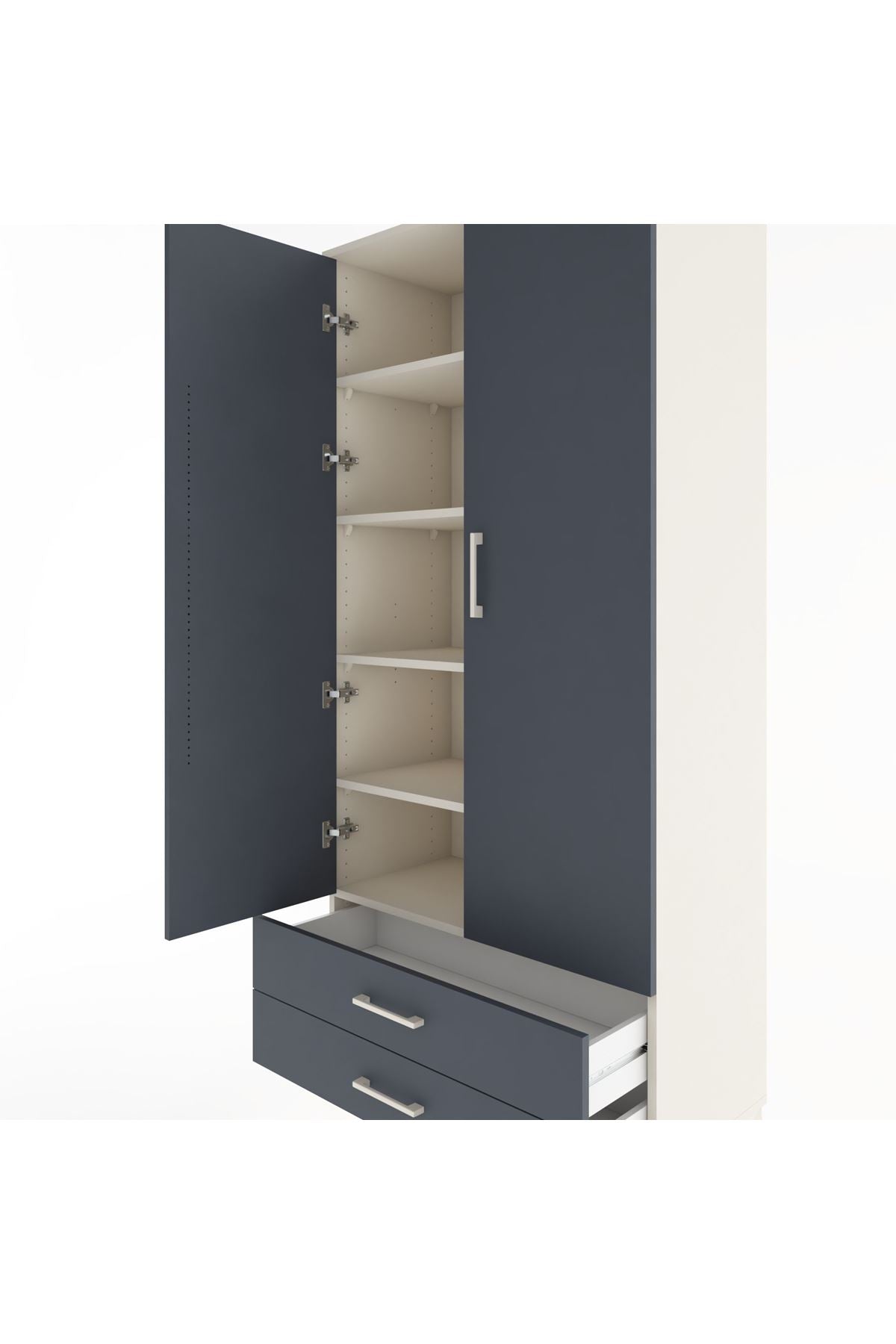 Hyperion Dolap 5 Raflı 2 Çekmeceli 2 Kapaklı 88x44x195 - S60M086V2B