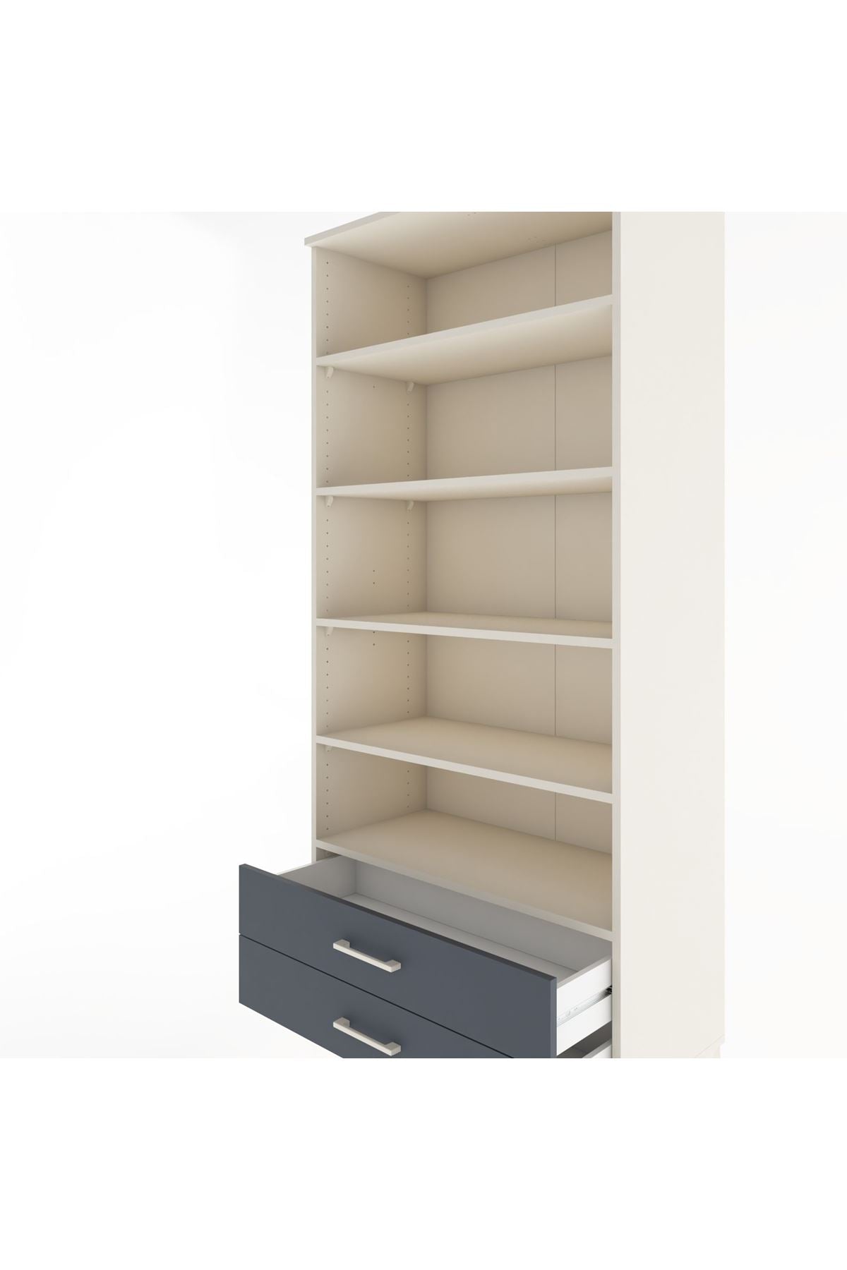 Hyperion Dolap 5 Raflı 2 Çekmeceli 88x44x195 - S60M087V2B