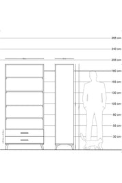Hyperion Dolap 5 Raflı 2 Çekmeceli 88x44x195 - S60M087V4B