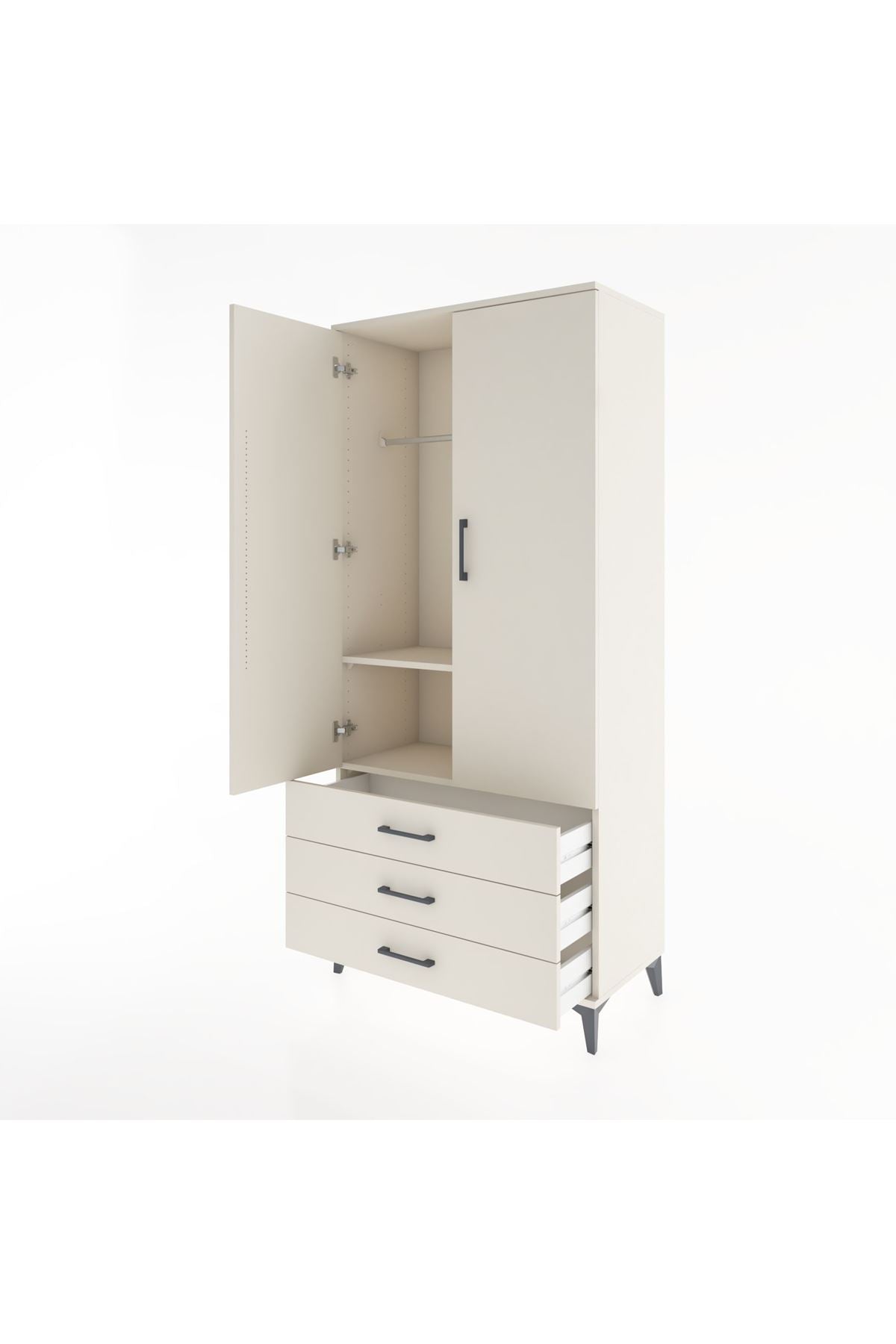 Hyperion Dolap 2 Raflı 3 Çekmeceli Tek Askılı 88x44x195 - S60M088V1B