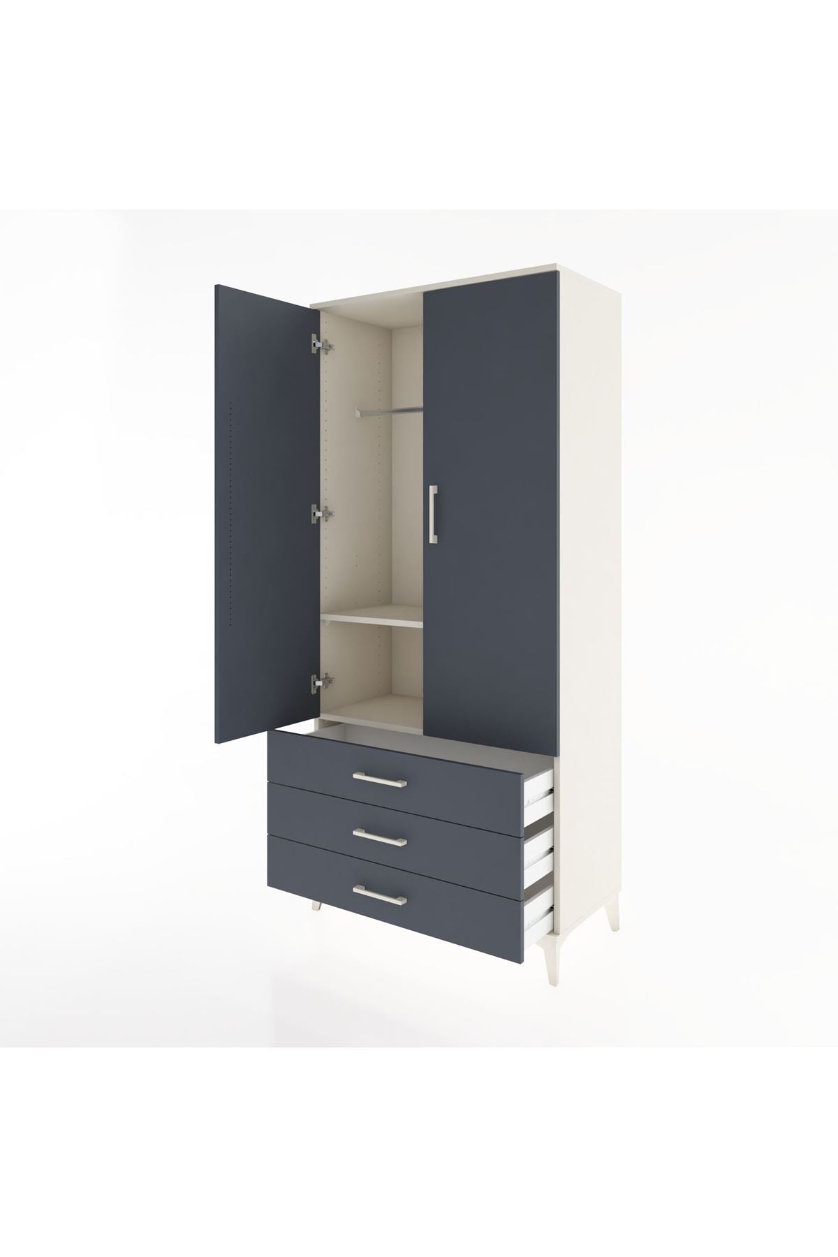 Hyperion Dolap 2 Raflı 3 Çekmeceli Tek Askılı 88x44x195 - S60M088V2B