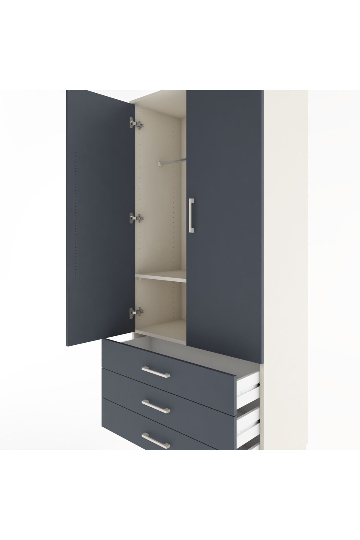 Hyperion Dolap 2 Raflı 3 Çekmeceli Tek Askılı 88x44x195 - S60M088V2B