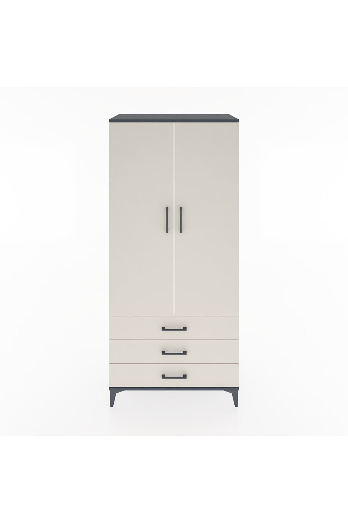 Hyperion Dolap 2 Raflı 3 Çekmeceli Tek Askılı 88x44x195 - S60M088V4B