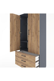 Hyperion Dolap 2 Raflı 3 Çekmeceli Tek Askılı 88x44x195 - S60M088V6B
