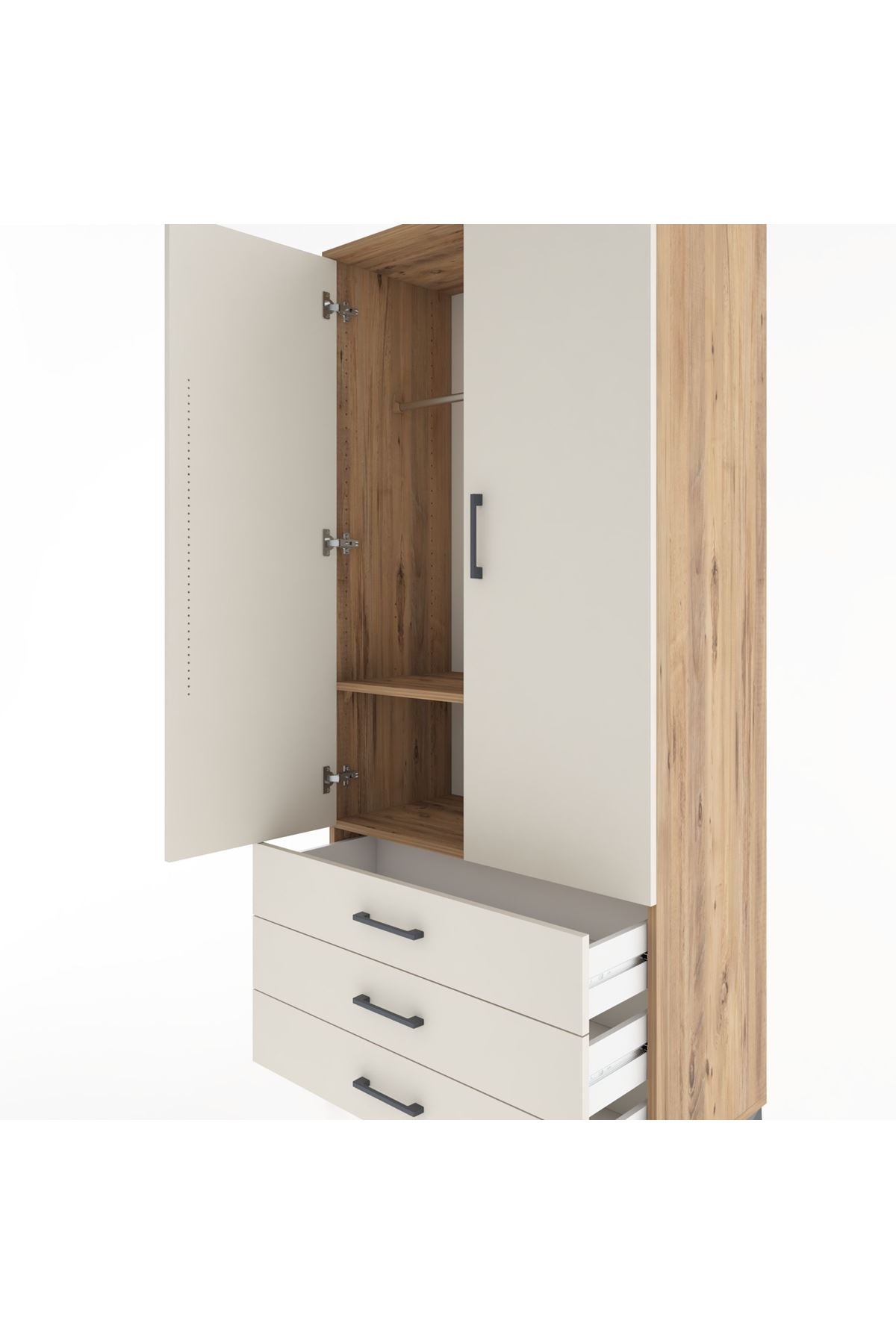 Hyperion Dolap 2 Raflı 3 Çekmeceli Tek Askılı 88x44x195 - S60M088V7B