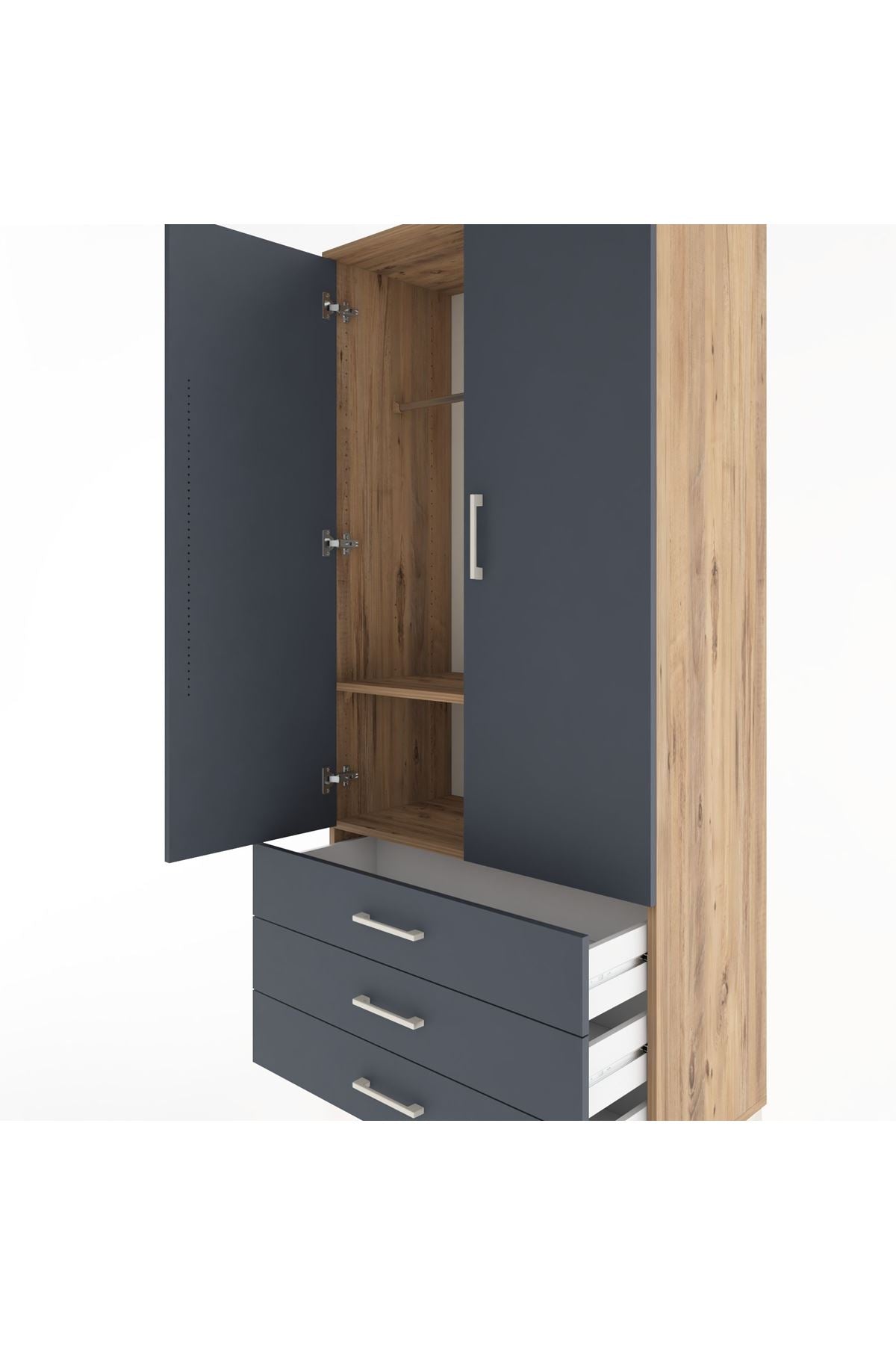 Hyperion Dolap 2 Raflı 3 Çekmeceli Tek Askılı 88x44x195 - S60M088V8B