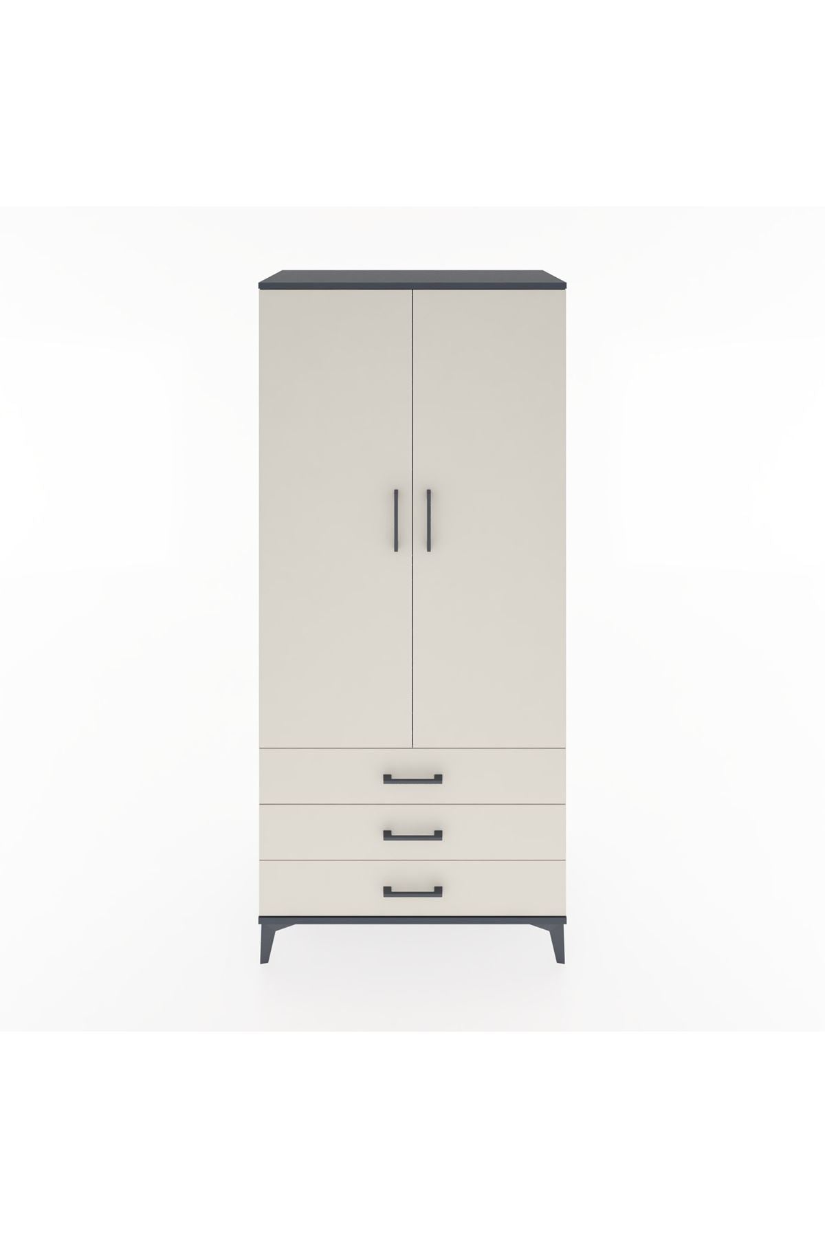 Hyperion Dolap 4 Raflı 3 Çekmeceli 2 Kapaklı 88x44x195 - S60M089V4B