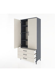 Hyperion Dolap 4 Raflı 3 Çekmeceli 2 Kapaklı 88x44x195 - S60M089V4B