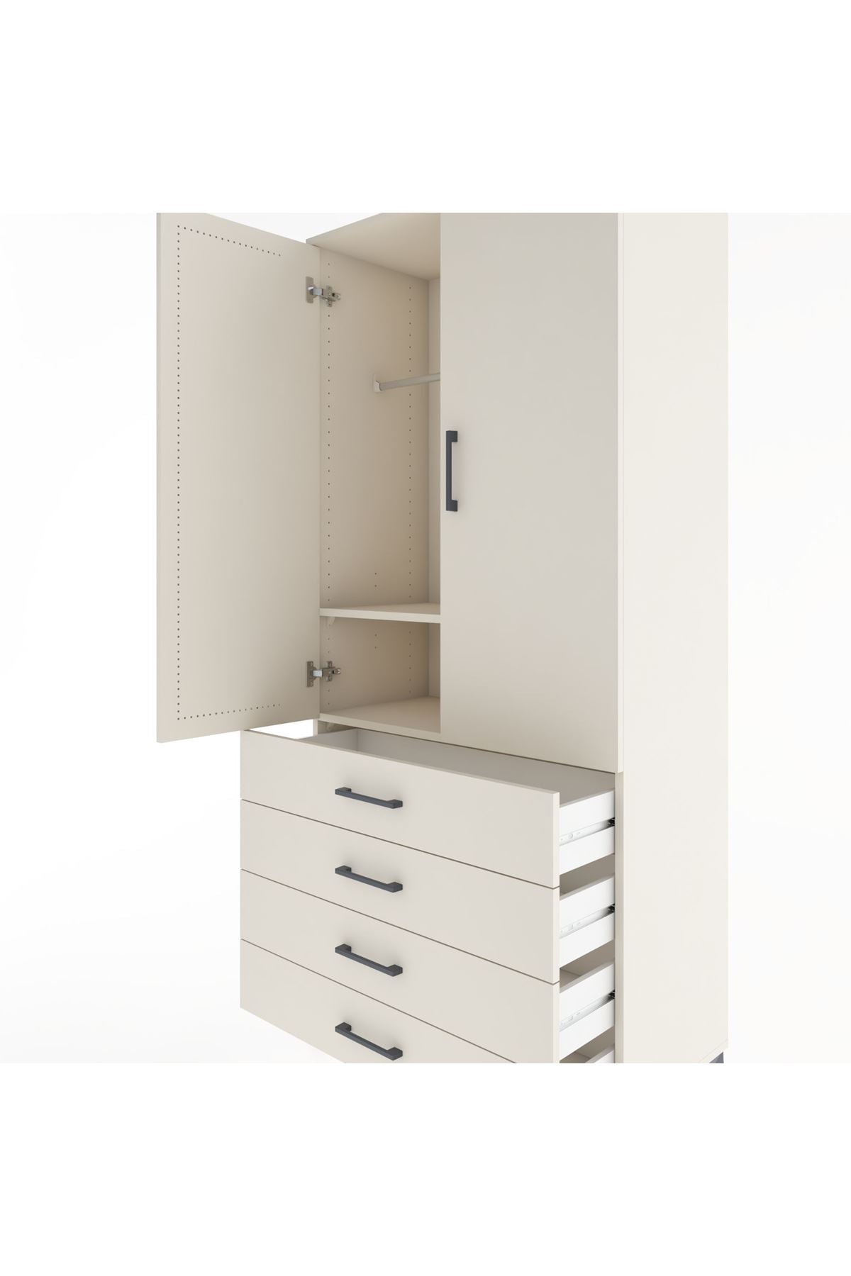 Hyperion Dolap 2 Raflı 4 Çekmeceli Tek Askılı 88x44x195 - S60M091V1B