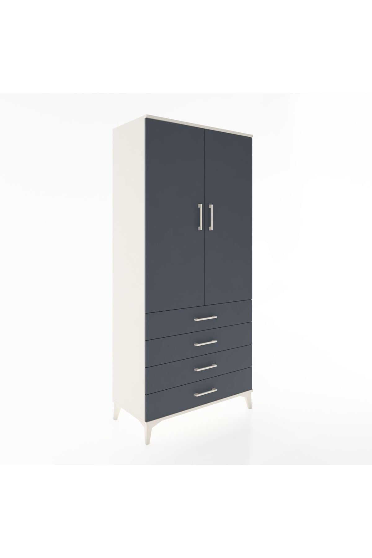 Hyperion Dolap 2 Raflı 4 Çekmeceli Tek Askılı 88x44x195 - S60M091V2B
