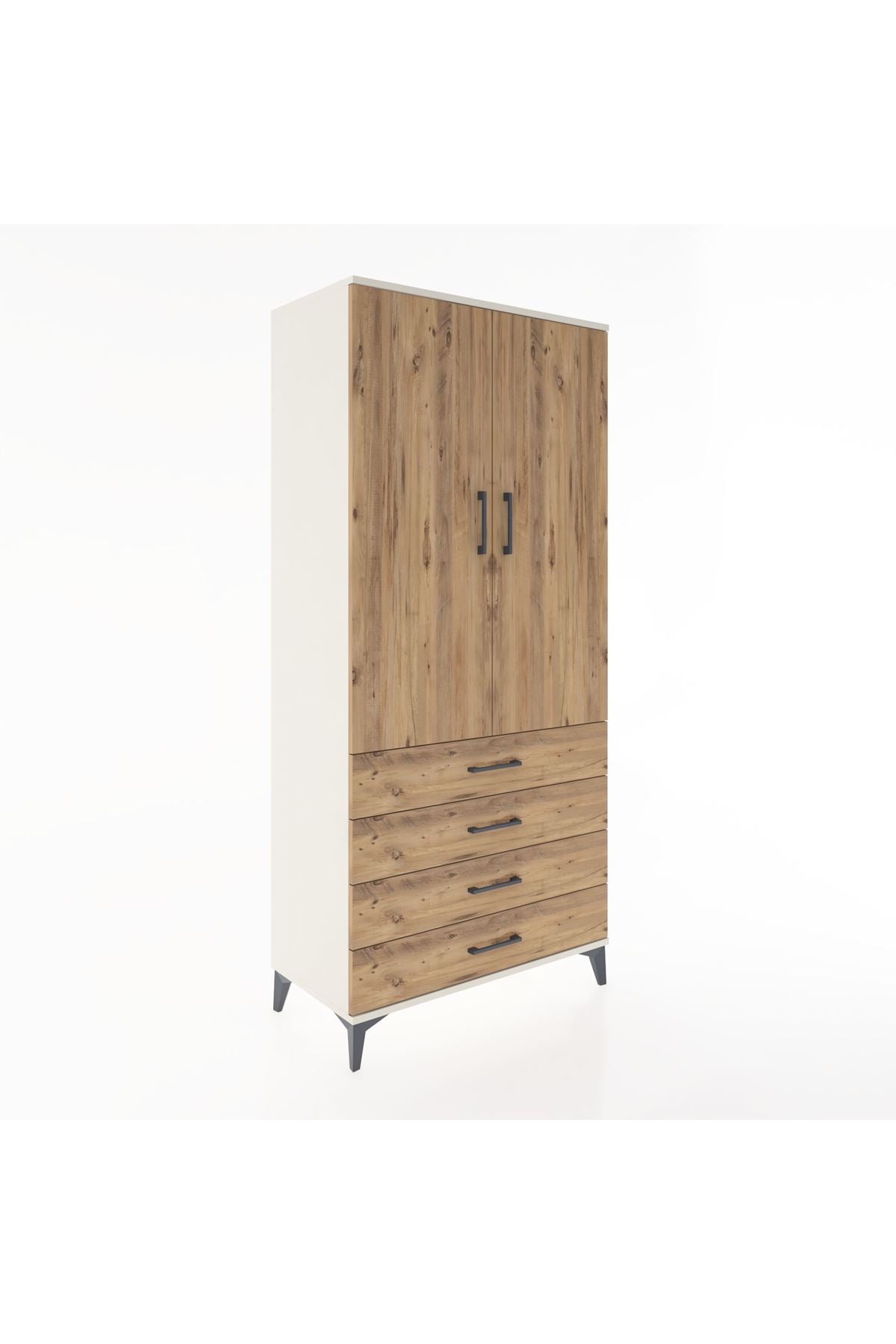 Hyperion Dolap 2 Raflı 4 Çekmeceli Tek Askılı 88x44x195 - S60M091V3B
