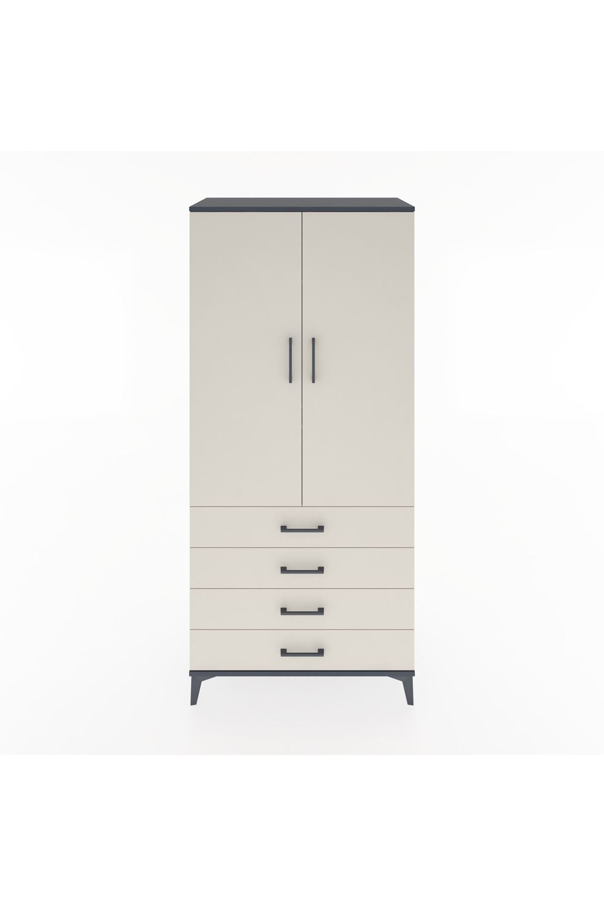 Hyperion Dolap 2 Raflı 4 Çekmeceli Tek Askılı 88x44x195 - S60M091V4B