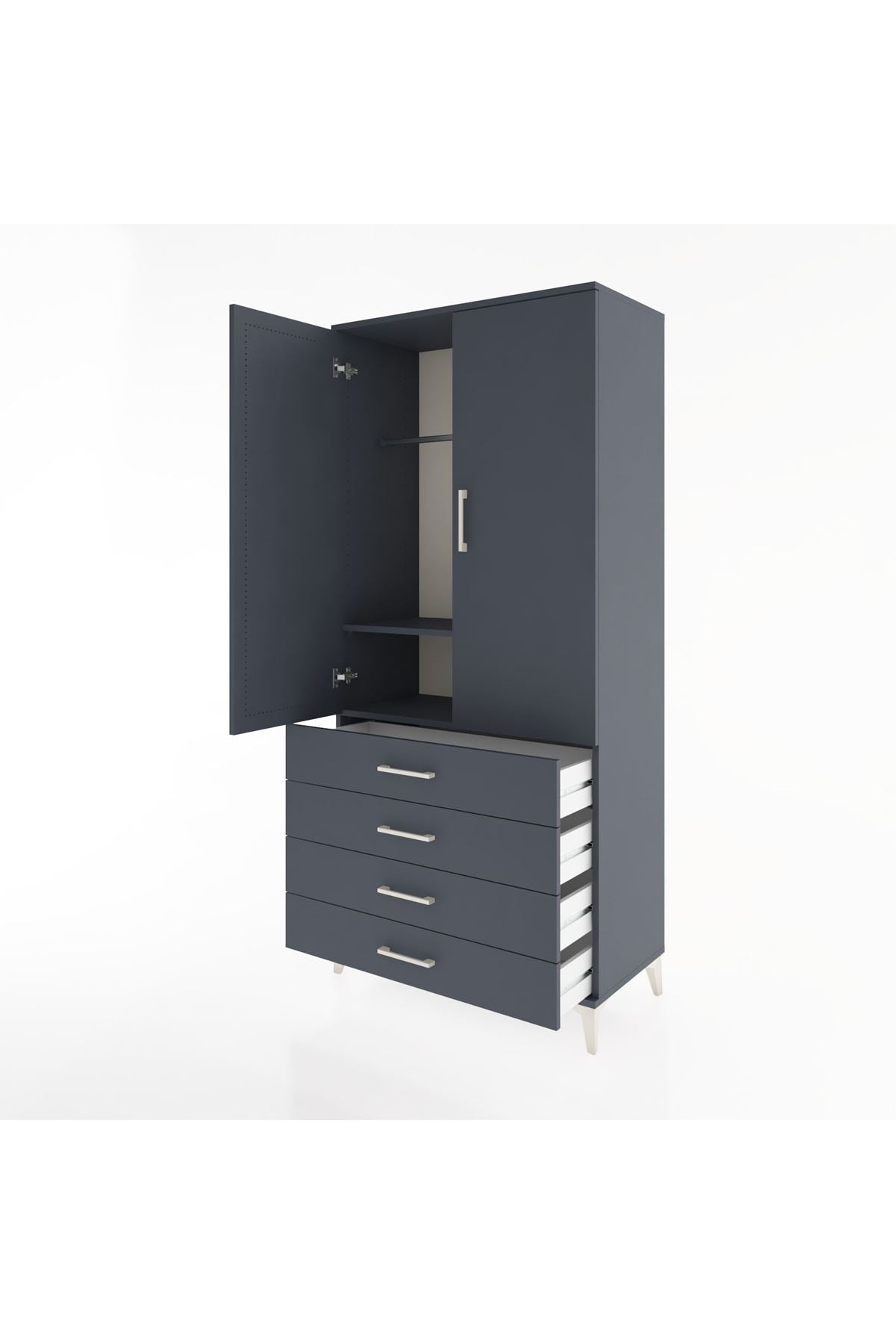 Hyperion Dolap 2 Raflı 4 Çekmeceli Tek Askılı 88x44x195 - S60M091V5B