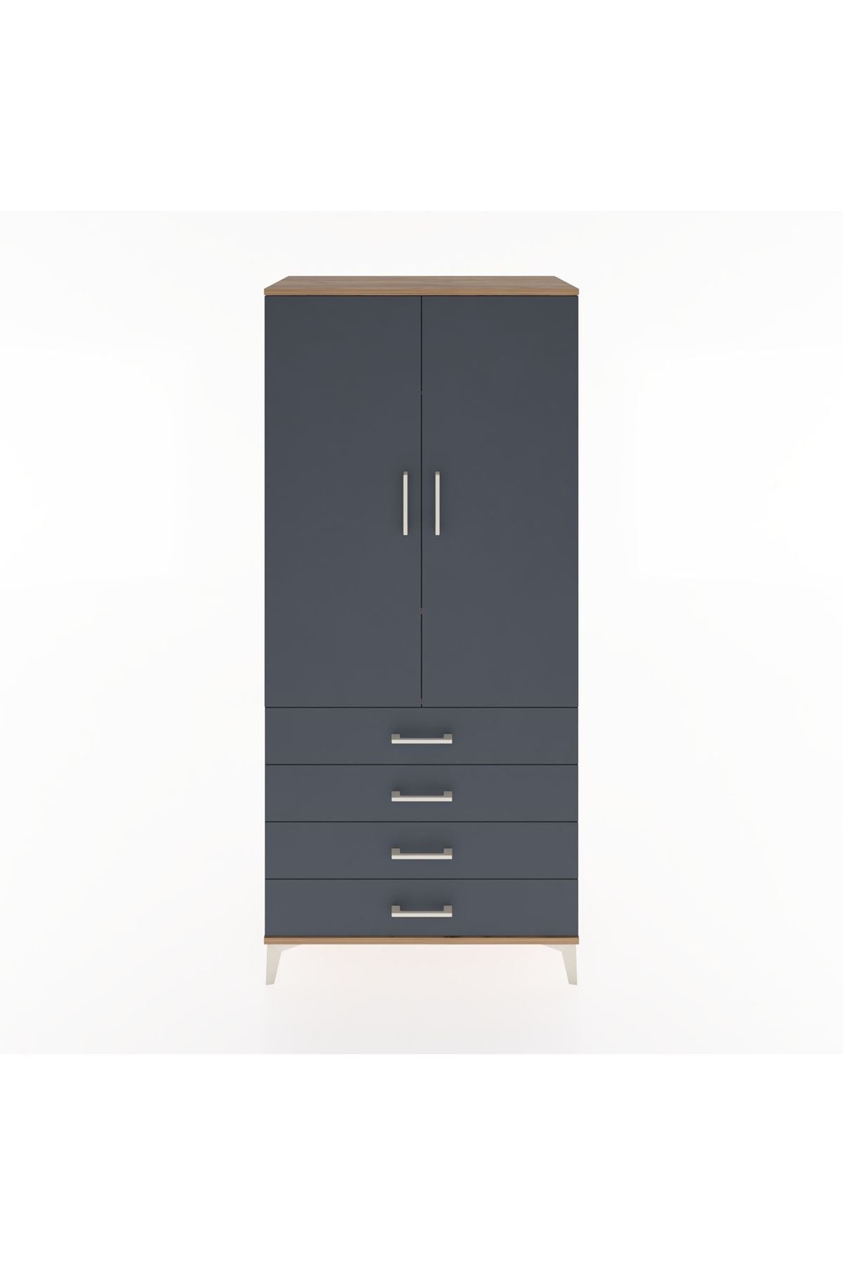 Hyperion Dolap 2 Raflı 4 Çekmeceli Tek Askılı 88x44x195 - S60M091V8B