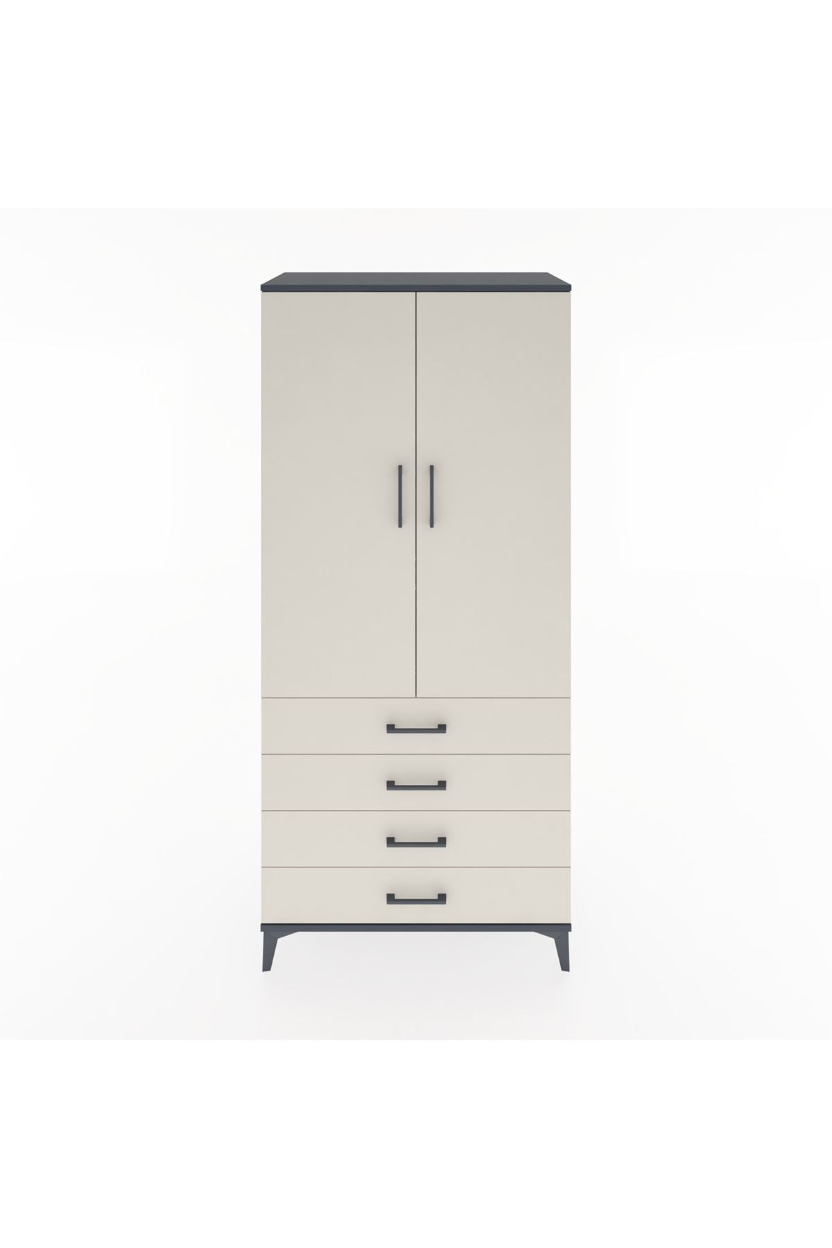 Hyperion Dolap 4 Raflı 4 Çekmeceli 2 Kapaklı 88x44x195 - S60M092V4B