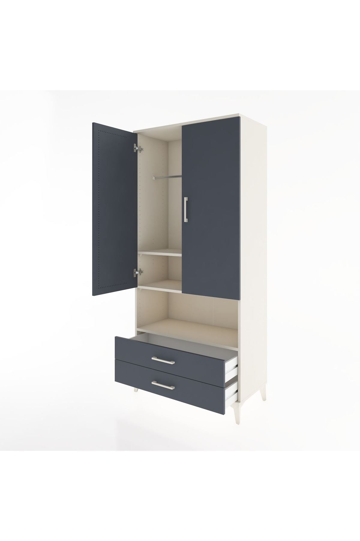 Hyperion Dolap 3 Raflı 2 Çekmeceli Tek Askılı 88x44x195 - S60M094V2B