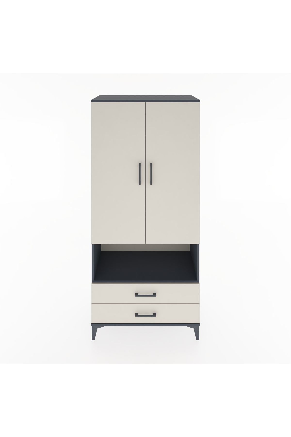 Hyperion Dolap 3 Raflı 2 Çekmeceli Tek Askılı 88x44x195 - S60M094V4B