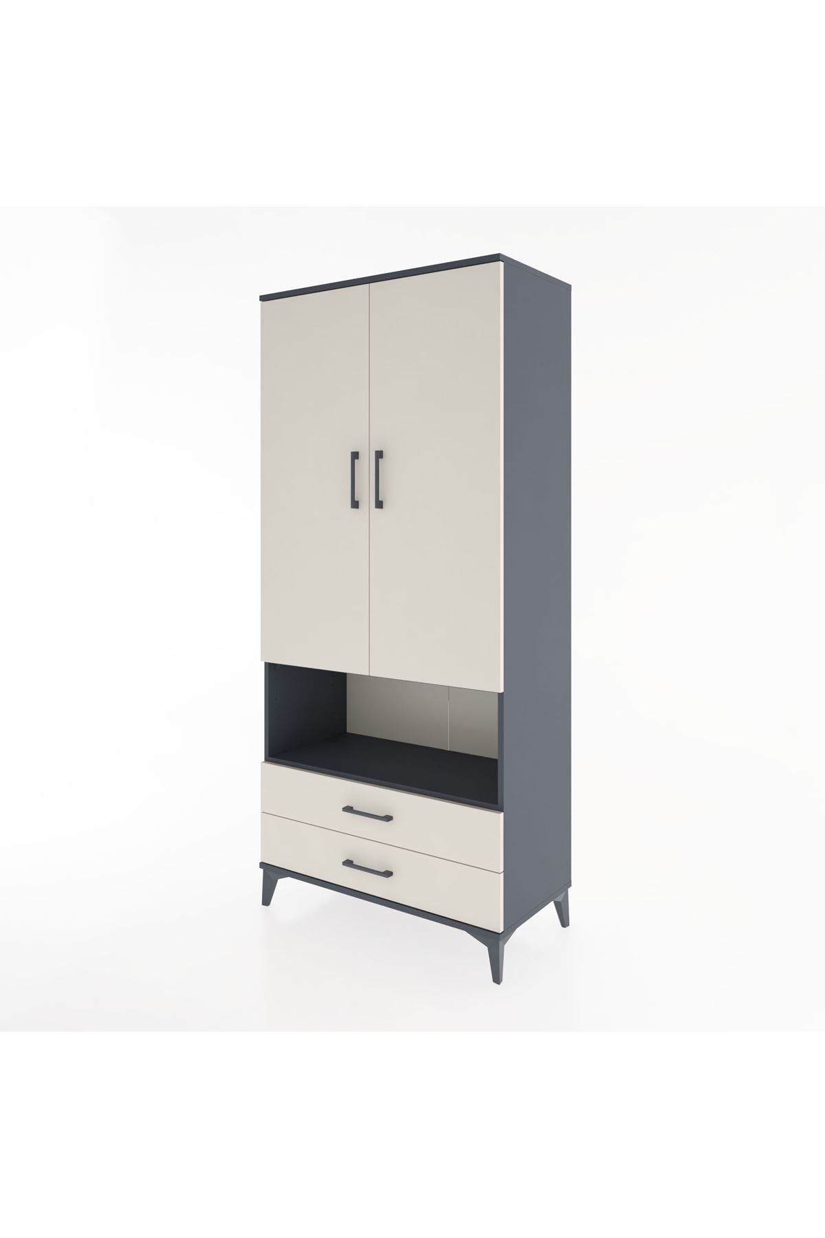 Hyperion Dolap 3 Raflı 2 Çekmeceli Tek Askılı 88x44x195 - S60M094V4B