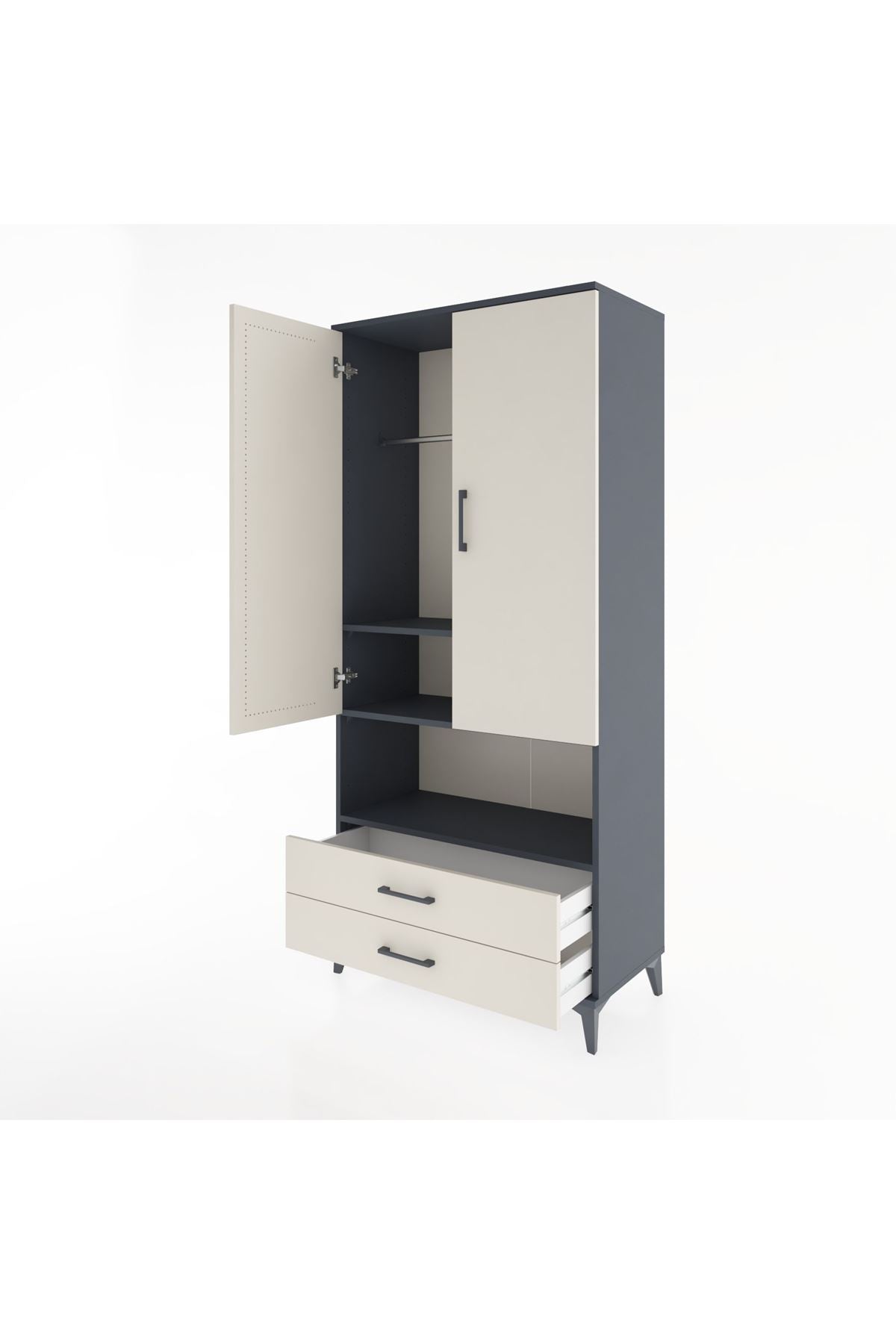 Hyperion Dolap 3 Raflı 2 Çekmeceli Tek Askılı 88x44x195 - S60M094V4B