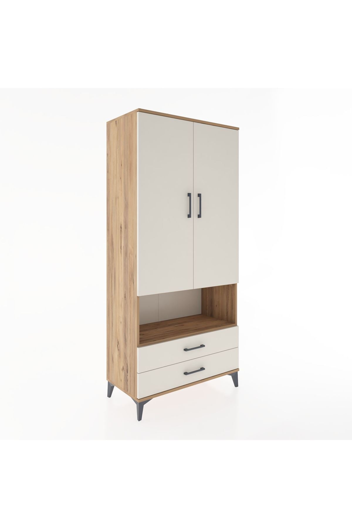 Hyperion Dolap 3 Raflı 2 Çekmeceli Tek Askılı 88x44x195 - S60M094V7B