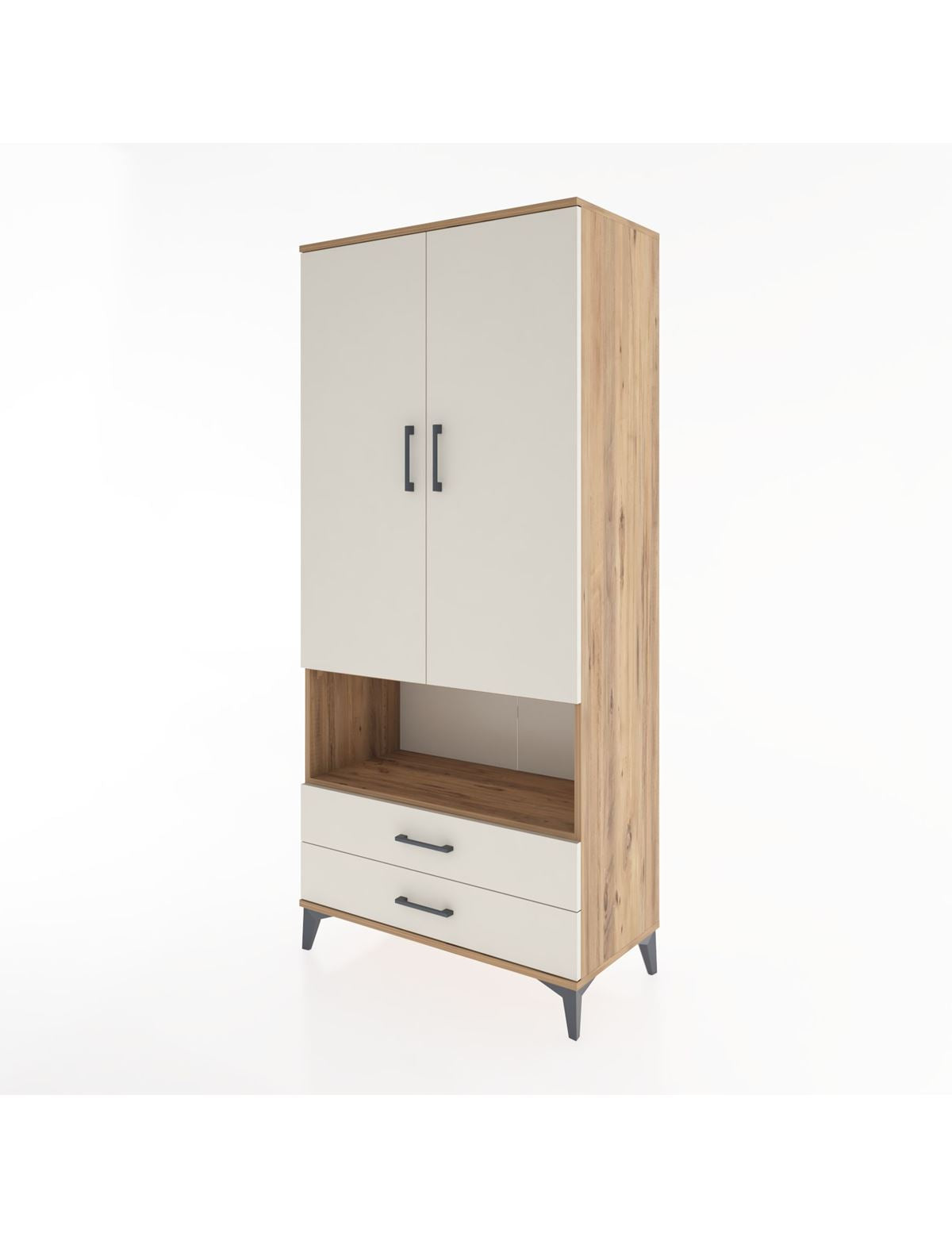 Hyperion Dolap 3 Raflı 2 Çekmeceli Tek Askılı 88x44x195 - S60M094V7B