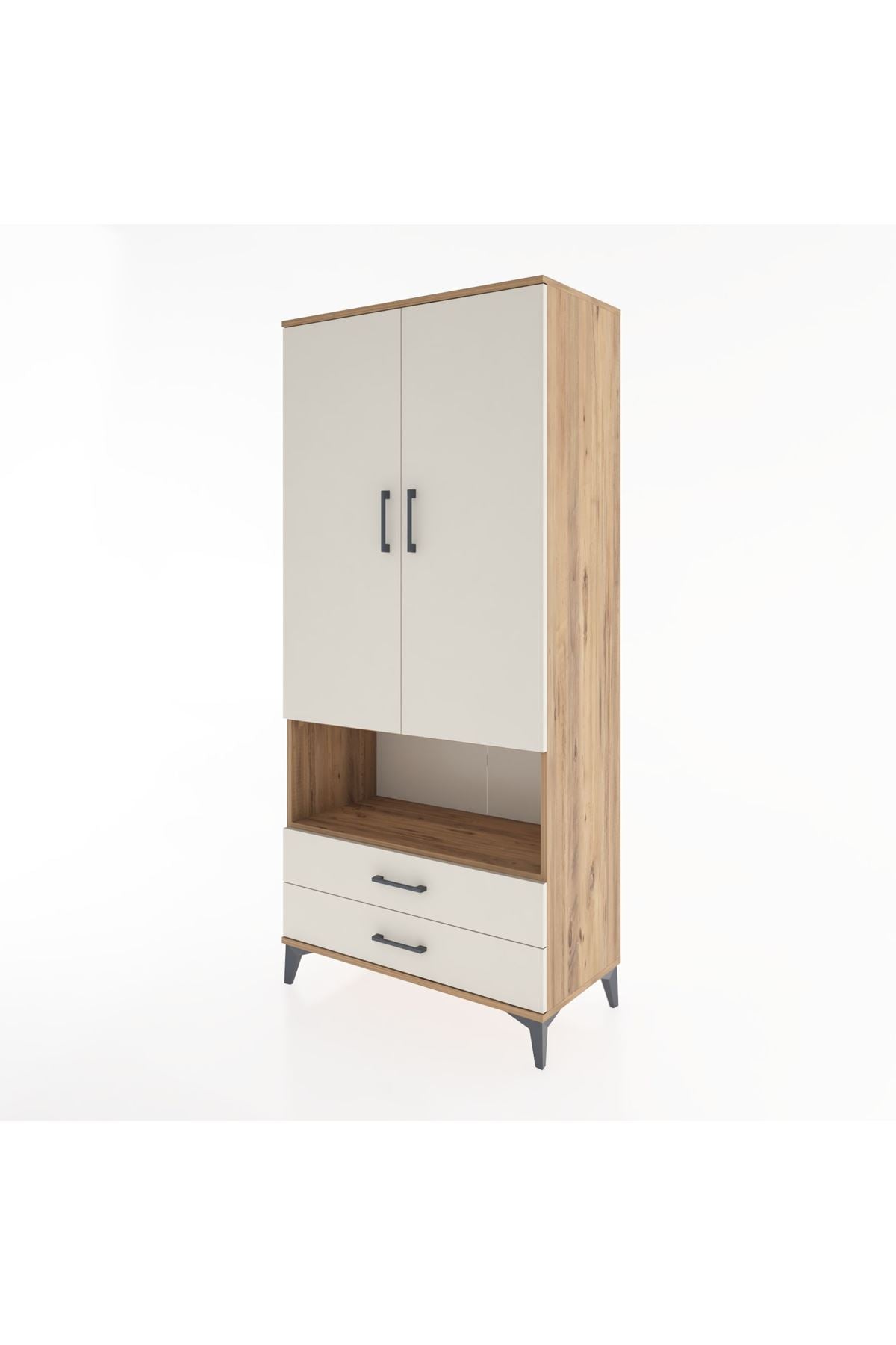 Hyperion Dolap 3 Raflı 2 Çekmeceli Tek Askılı 88x44x195 - S60M094V7B