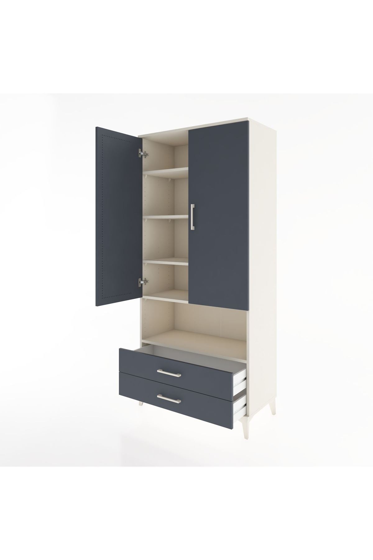 Hyperion Dolap 5 Raflı 2 Çekmeceli 2 Kapaklı 88x44x195 - S60M095V2B