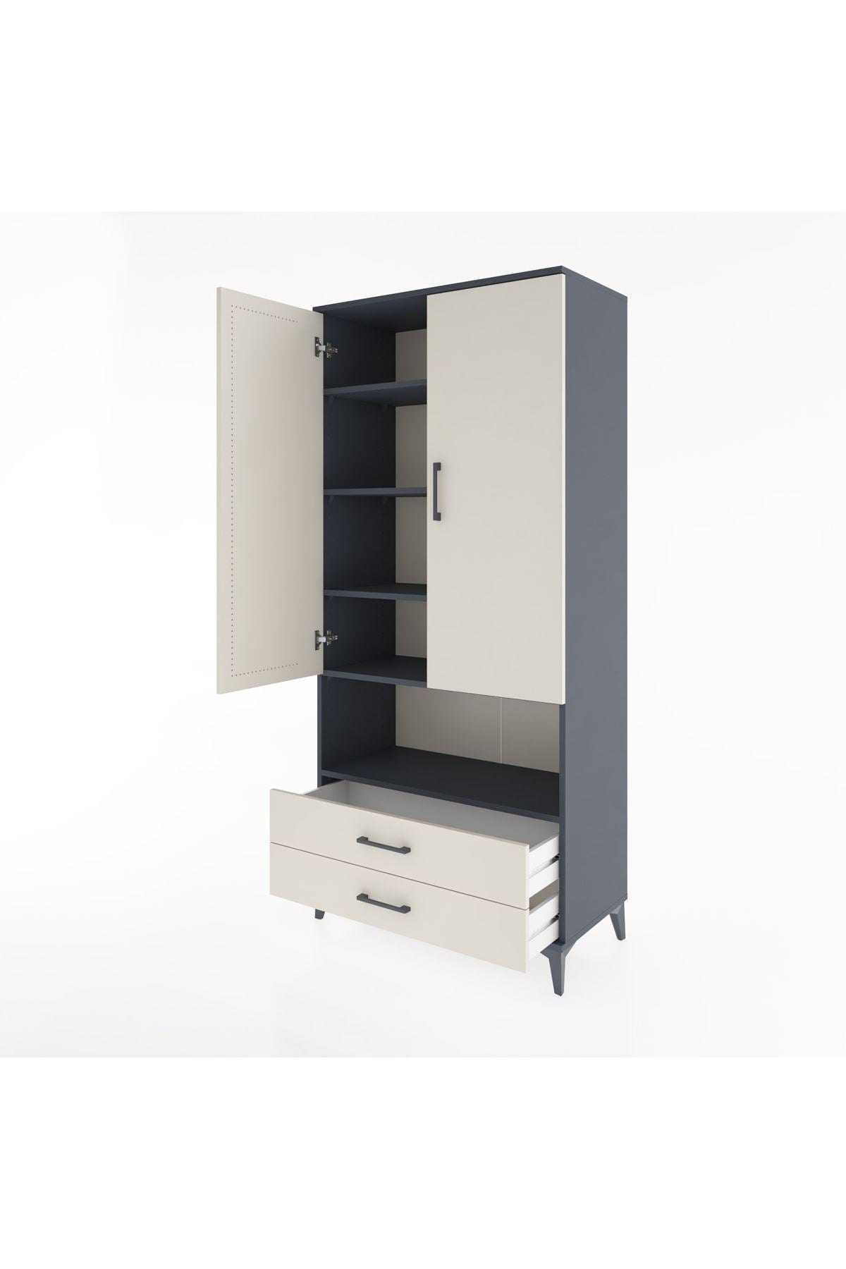 Hyperion Dolap 5 Raflı 2 Çekmeceli 2 Kapaklı 88x44x195 - S60M095V4B