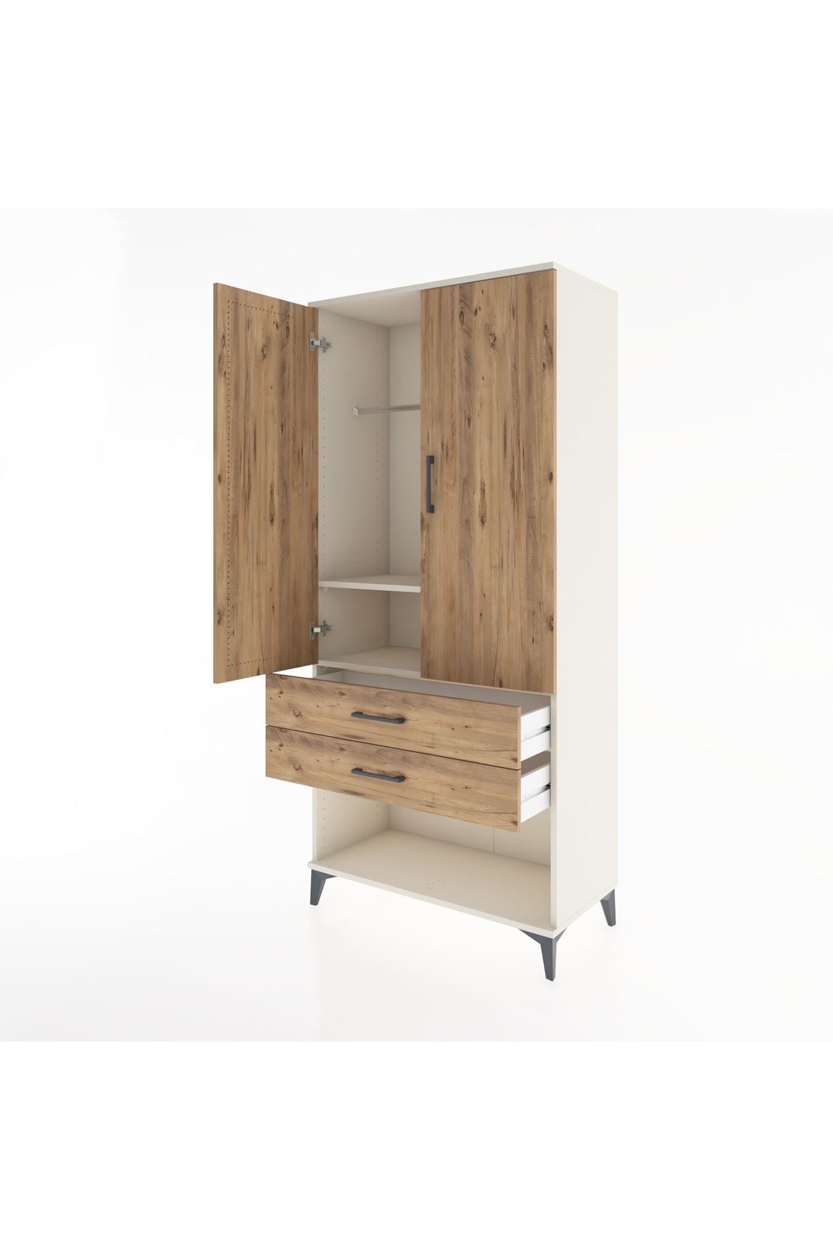 Hyperion Dolap 2 Raflı 2 Çekmeceli Tek Askılı 88x44x195 - S60M096V3B