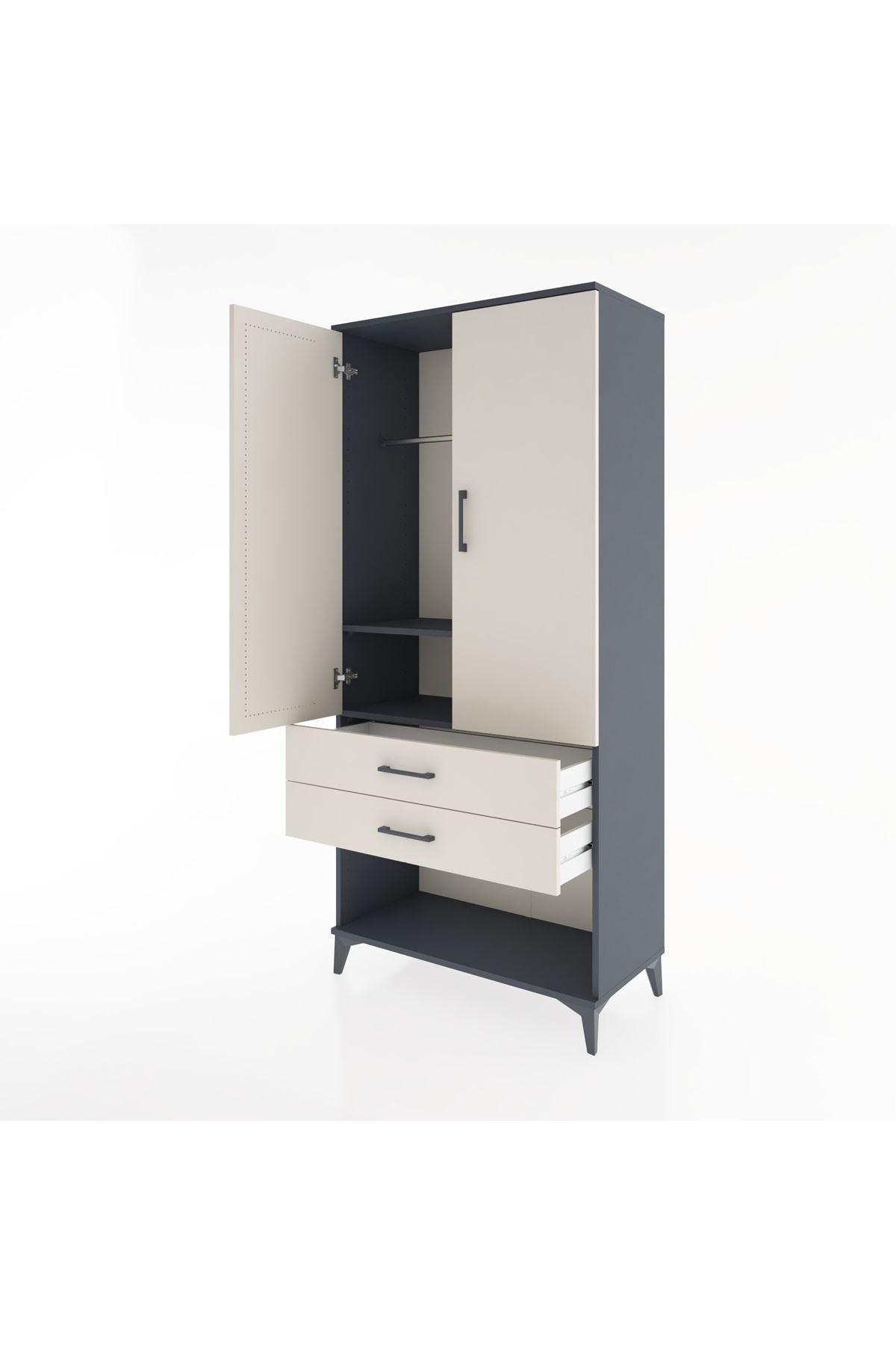 Hyperion Dolap 2 Raflı 2 Çekmeceli Tek Askılı 88x44x195 - S60M096V4B