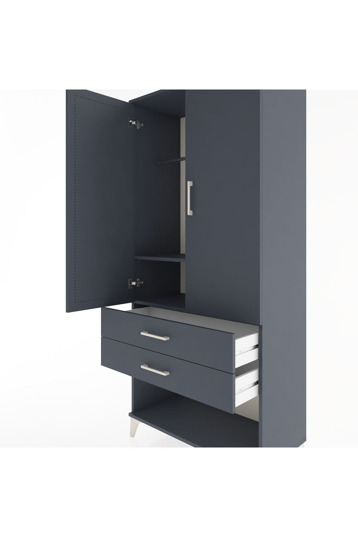 Hyperion Dolap 2 Raflı 2 Çekmeceli Tek Askılı 88x44x195 - S60M096V5B