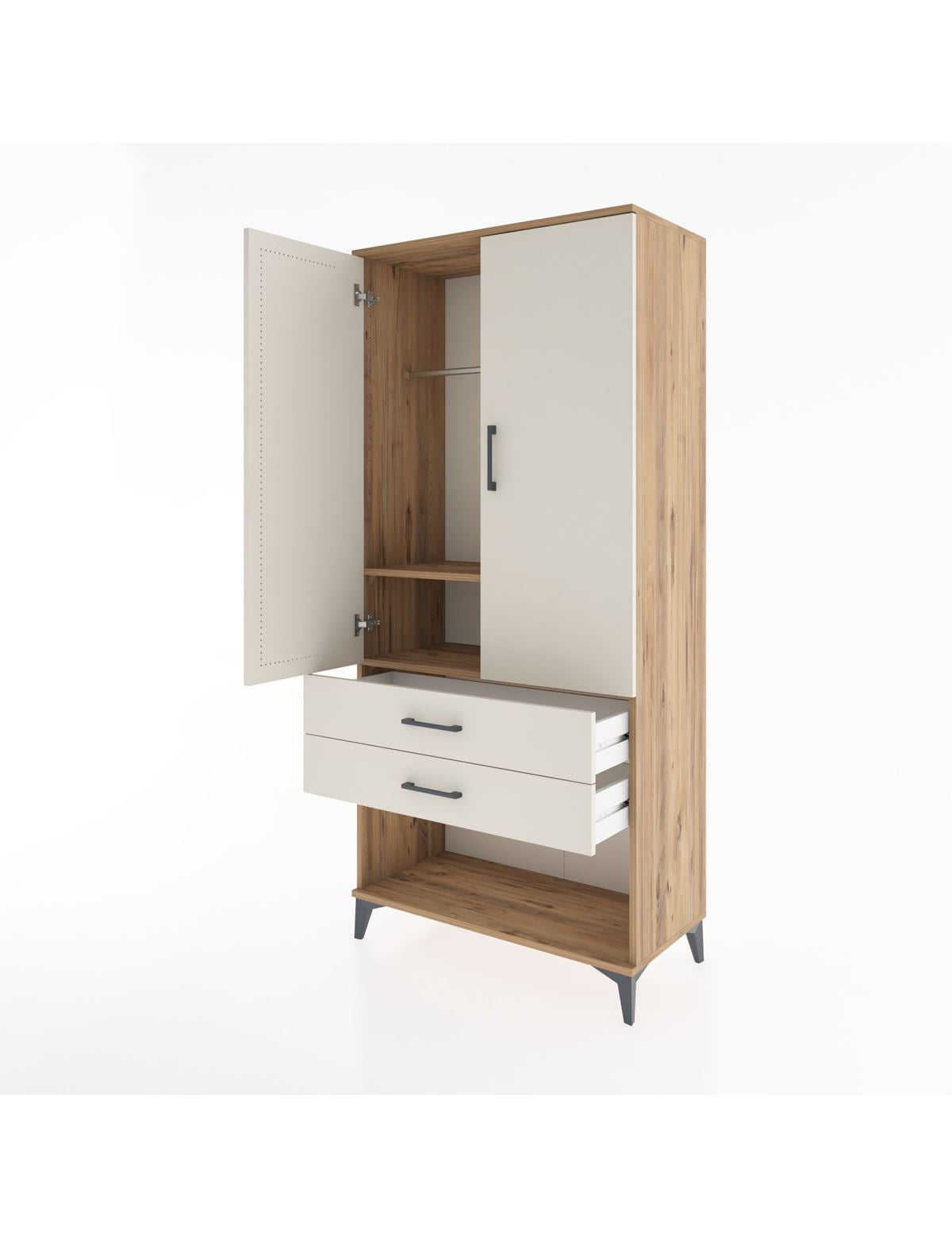 Hyperion Dolap 2 Raflı 2 Çekmeceli Tek Askılı 88x44x195 - S60M096V7B