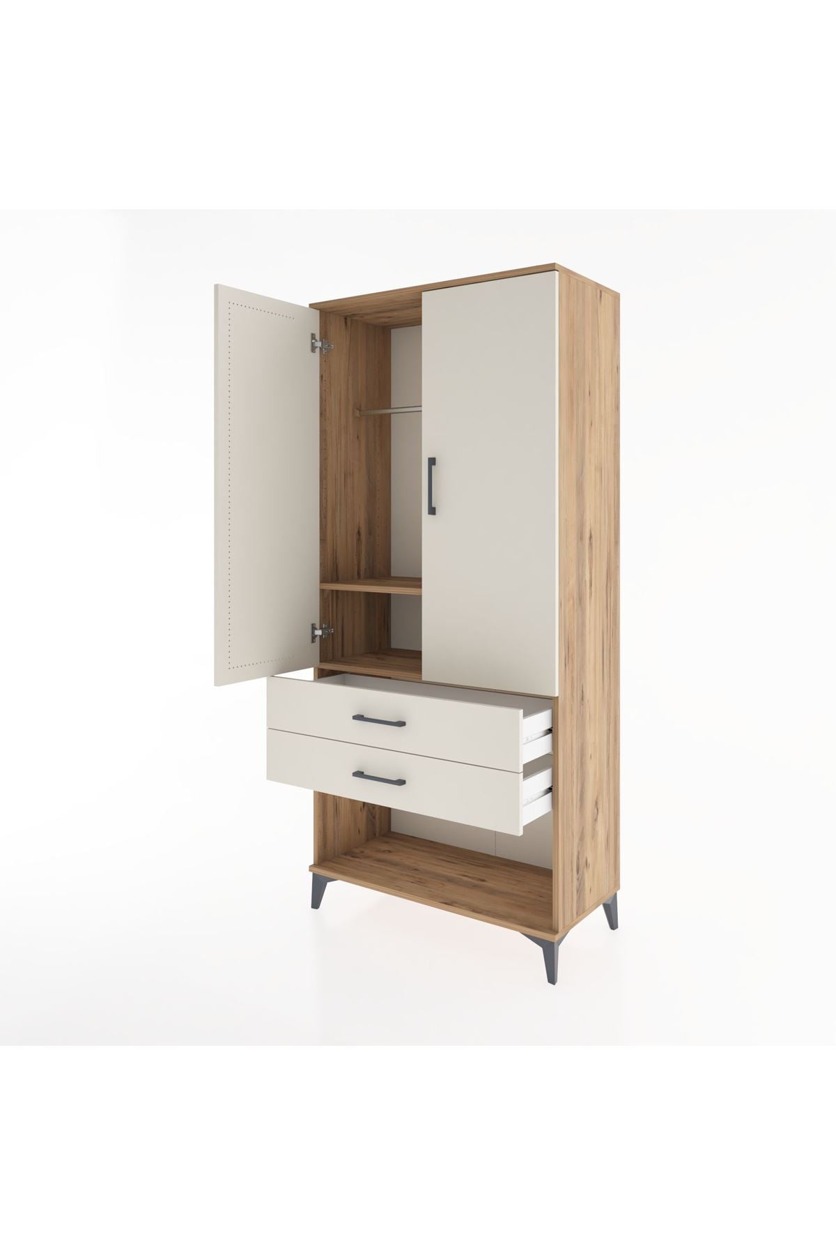 Hyperion Dolap 2 Raflı 2 Çekmeceli Tek Askılı 88x44x195 - S60M096V7B