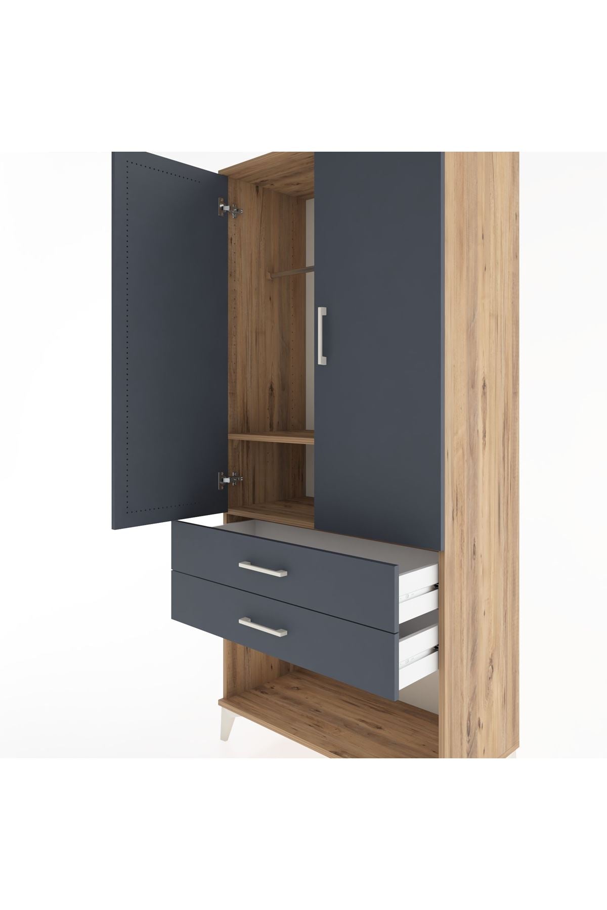 Hyperion Dolap 2 Raflı 2 Çekmeceli Tek Askılı 88x44x195 - S60M096V8B