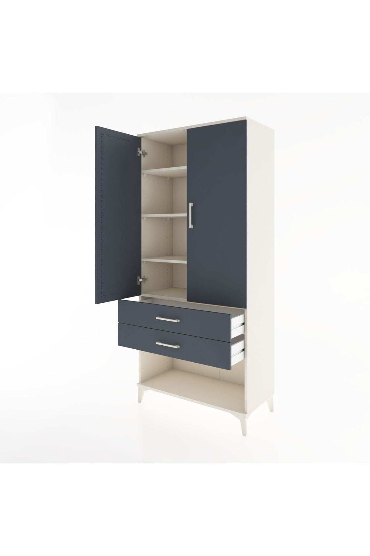 Hyperion Dolap 4 Raflı 2 Çekmeceli 2 Kapaklı 88x44x195 - S60M097V2B