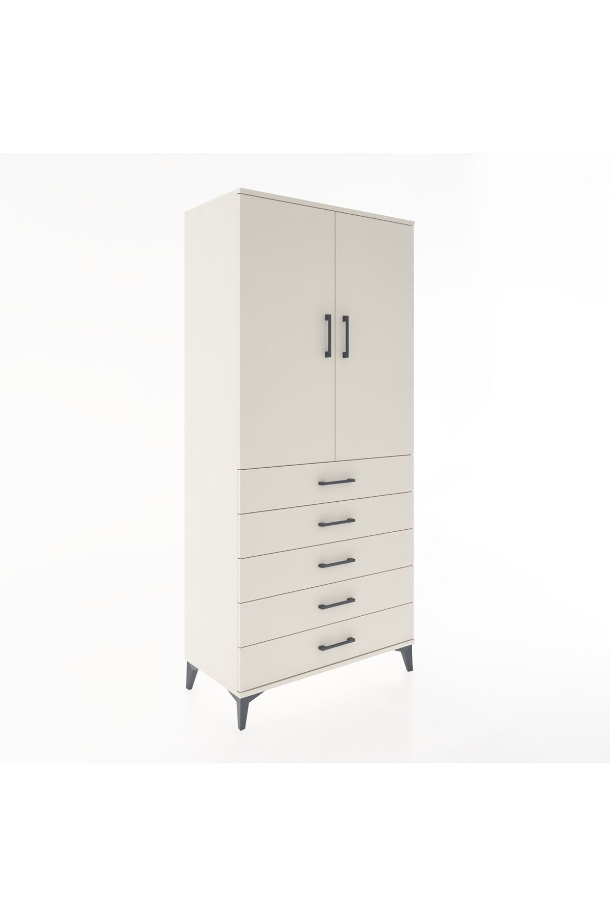 Hyperion Dolap Tek Raflı 5 Çekmeceli Tek Askılı 88x44x195 - S60M098V1B