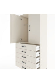 Hyperion Dolap Tek Raflı 5 Çekmeceli Tek Askılı 88x44x195 - S60M098V1B