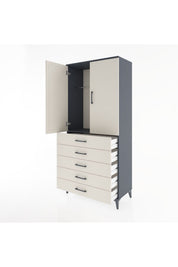Hyperion Dolap Tek Raflı 5 Çekmeceli Tek Askılı 88x44x195 - S60M098V4B