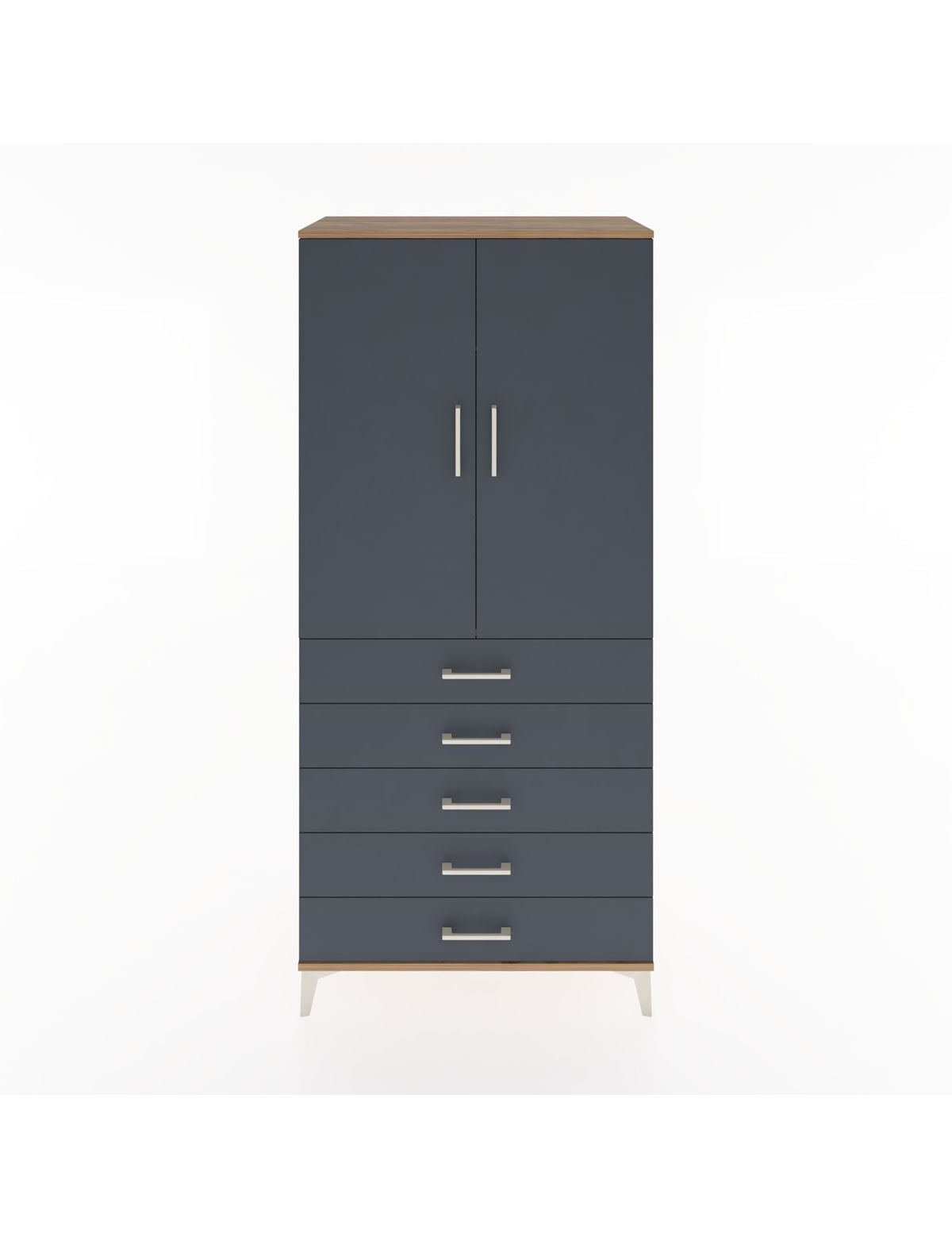 Hyperion Dolap Tek Raflı 5 Çekmeceli Tek Askılı 88x44x195 - S60M098V8B
