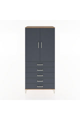 Hyperion Dolap Tek Raflı 5 Çekmeceli Tek Askılı 88x44x195