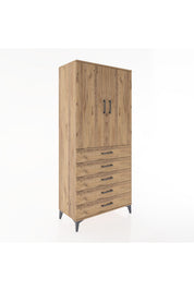 Hyperion Dolap Tek Raflı 5 Çekmeceli Tek Askılı 88x44x195 - S60M098V9B