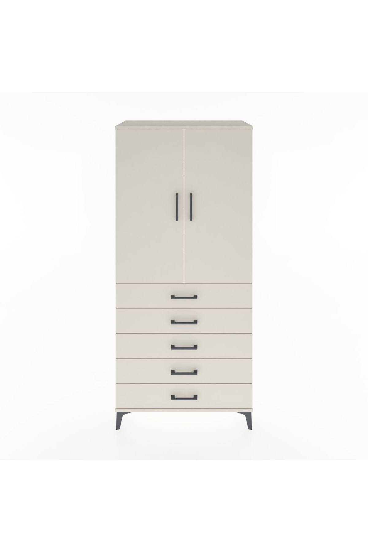 Hyperion Dolap 3 Raflı 5 Çekmeceli 2 Kapaklı 88x44x195 - S60M099V1B