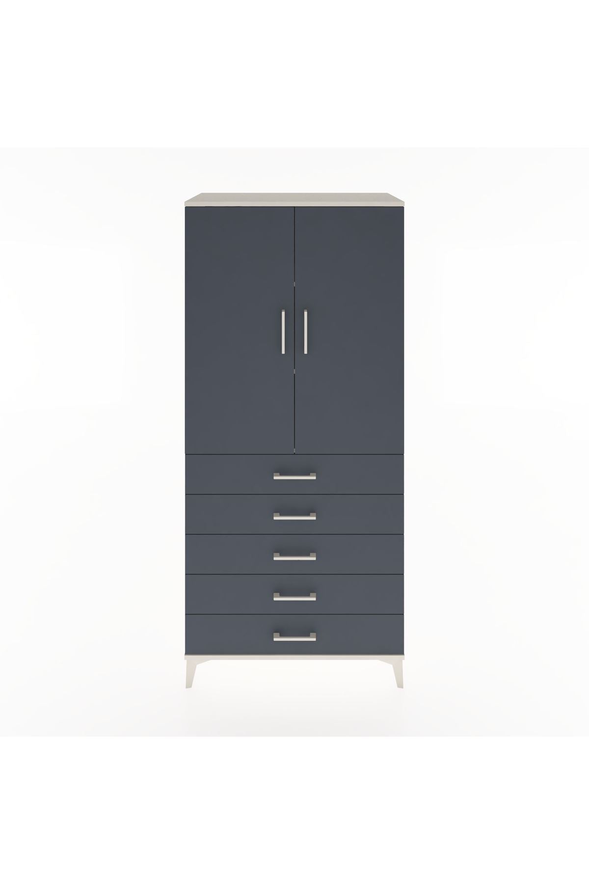 Hyperion Dolap 3 Raflı 5 Çekmeceli 2 Kapaklı 88x44x195 - S60M099V2B