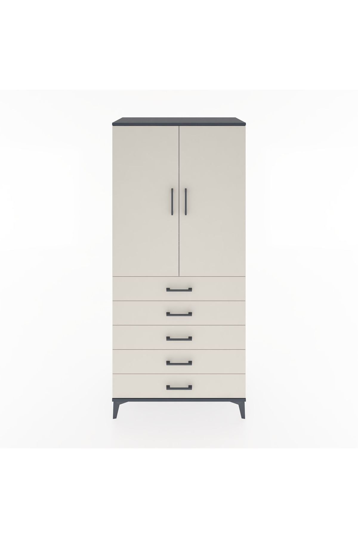 Hyperion Dolap 3 Raflı 5 Çekmeceli 2 Kapaklı 88x44x195 - S60M099V4B