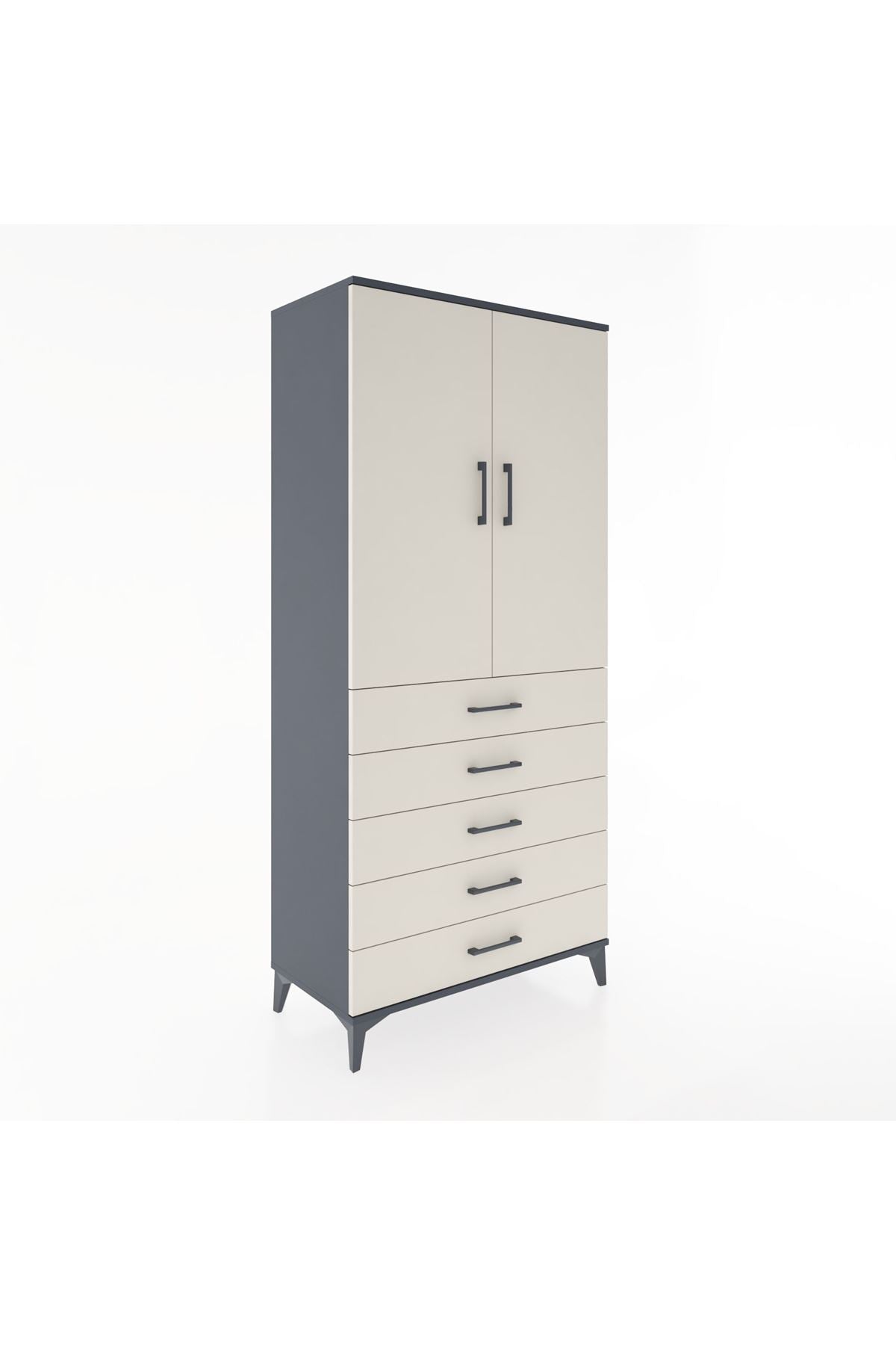 Hyperion Dolap 3 Raflı 5 Çekmeceli 2 Kapaklı 88x44x195 - S60M099V4B